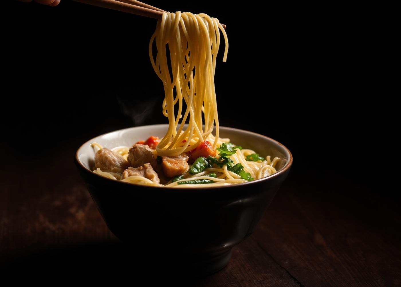 Steaming noodles